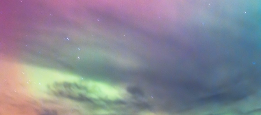 Aurora Borealis, Northern Lights Over Muskegon South Pier Head Light